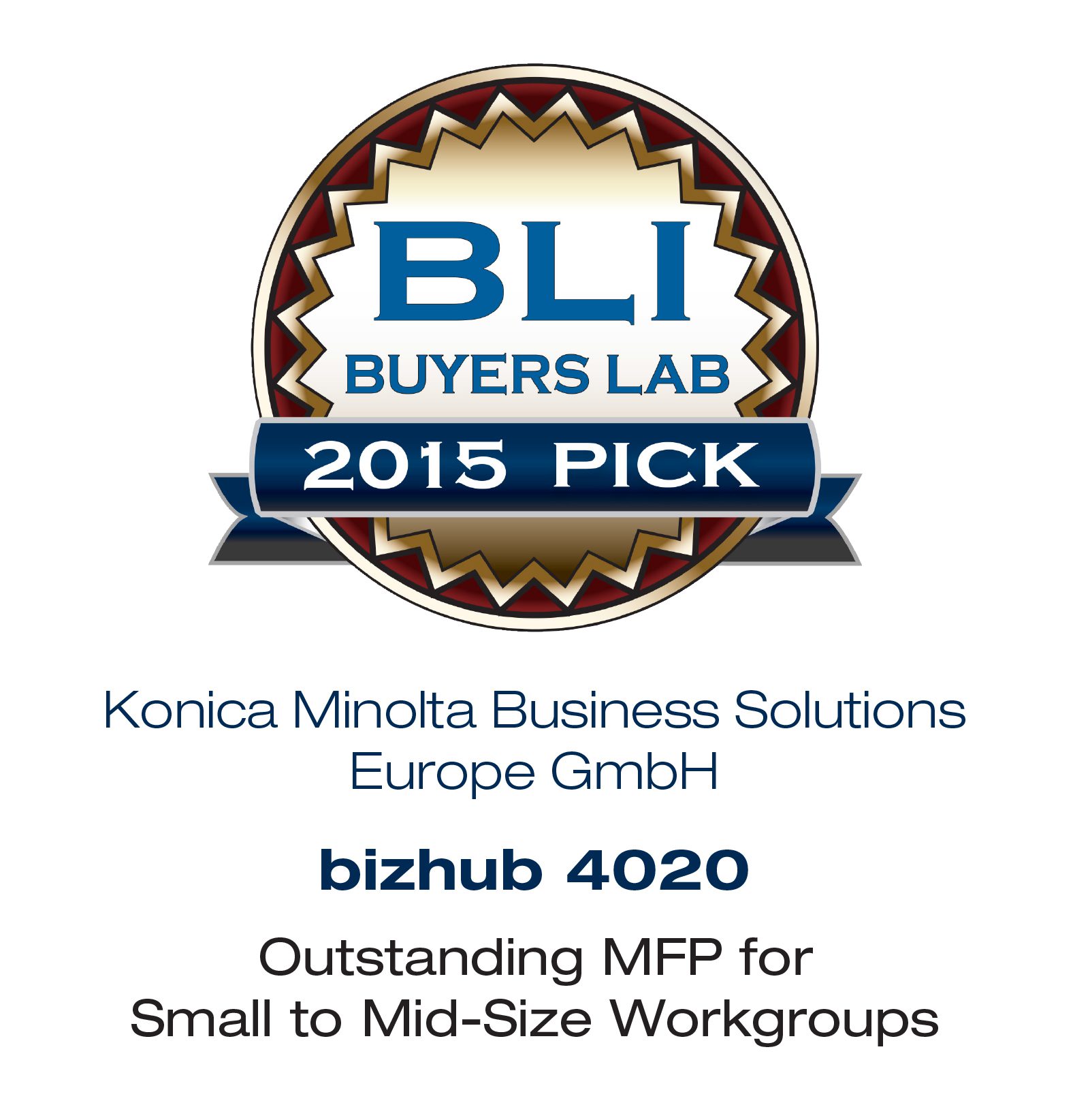 Konica Minolta bizhub 4020 wins BLI Summer Pick Award 2015