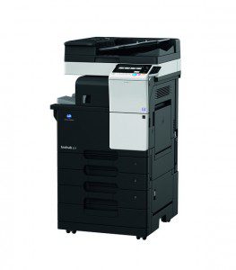 Konica Minolta bizhub 227 A3 / A4 Mono multifunctional photocopier, showing manual bypass