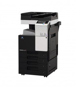 Konica Minolta bizhub C227, Konica Minolta bizhub C287, colour multifunctional photocopier, with additional paper trays and manual bypass view