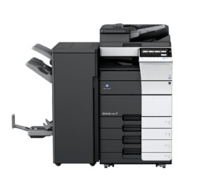 Konica Minolta bizhub C558, Colour multifunctional photocopier, with extra paper trays and booklet finisher