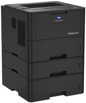 All new i-SERIES bizhub 4000i Mono A4 Printer with additional trays