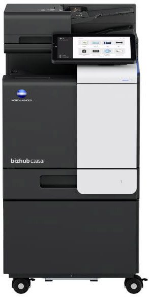 bizhub C3350i with base cabinet for storage of print wp-content/uploads etc