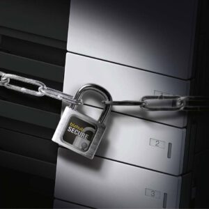 Chain and lock for bizhubSECURE on a multifunctional photocopier
